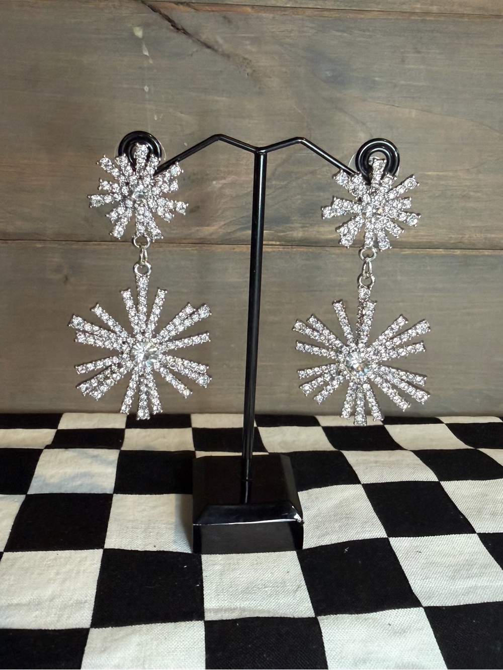 Rhinestone Starburst Dangle Earrings